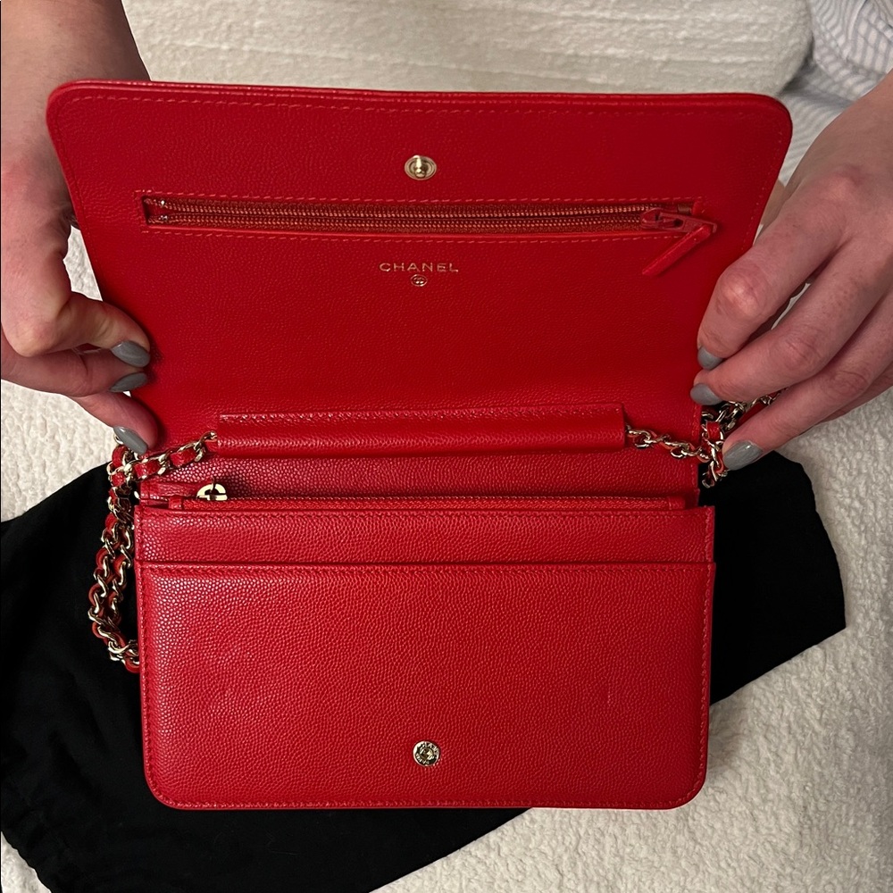 Chanel Red Camelia Embossed Crossbody Bag - Picture 4 of 7